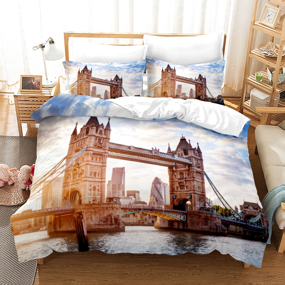 Paris City Duvet Cover Set Eiffel Tower Print Bedding Sets Twin Full