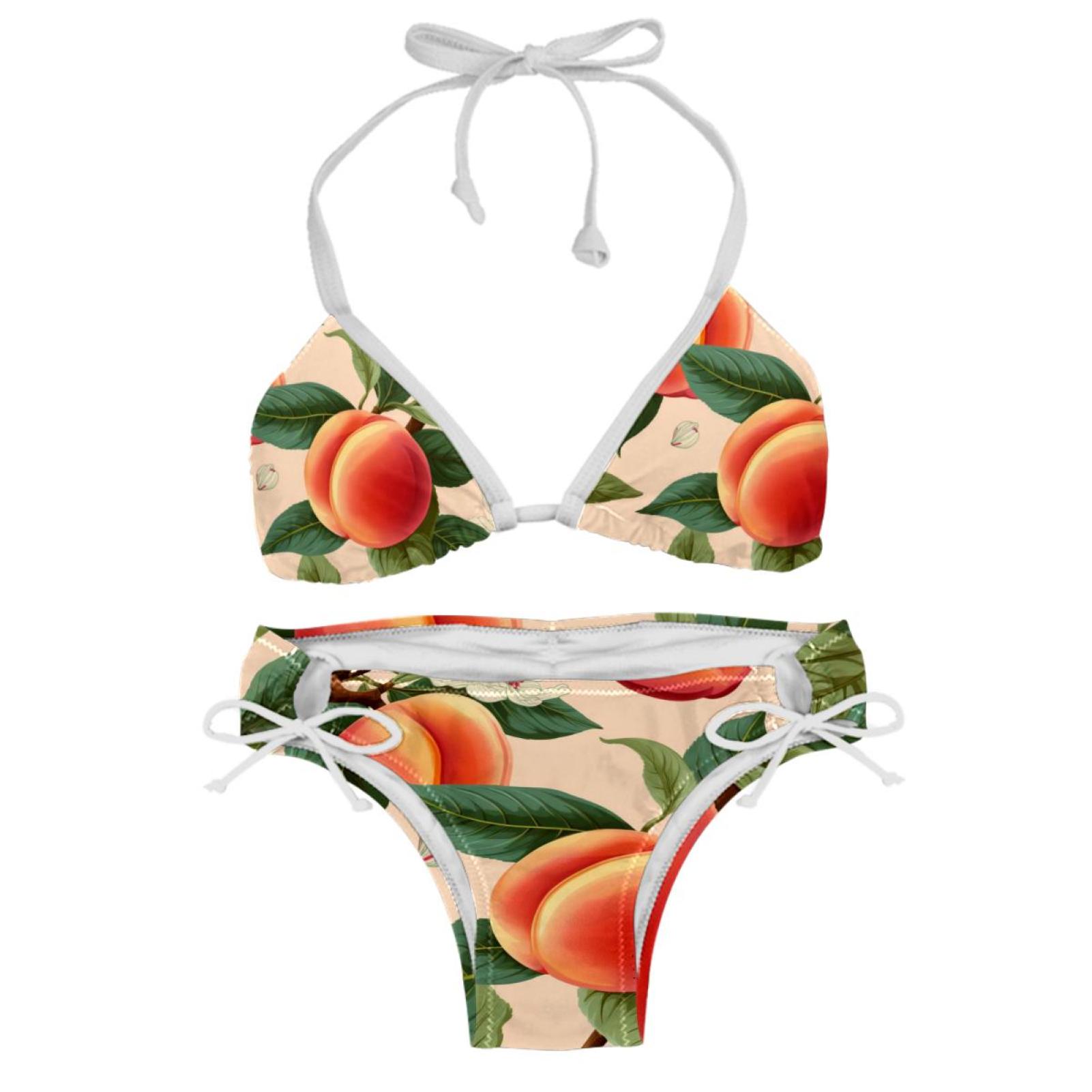 Peach Detachable Sponge Adjustable Strap Bikini Set Two Pack Swim