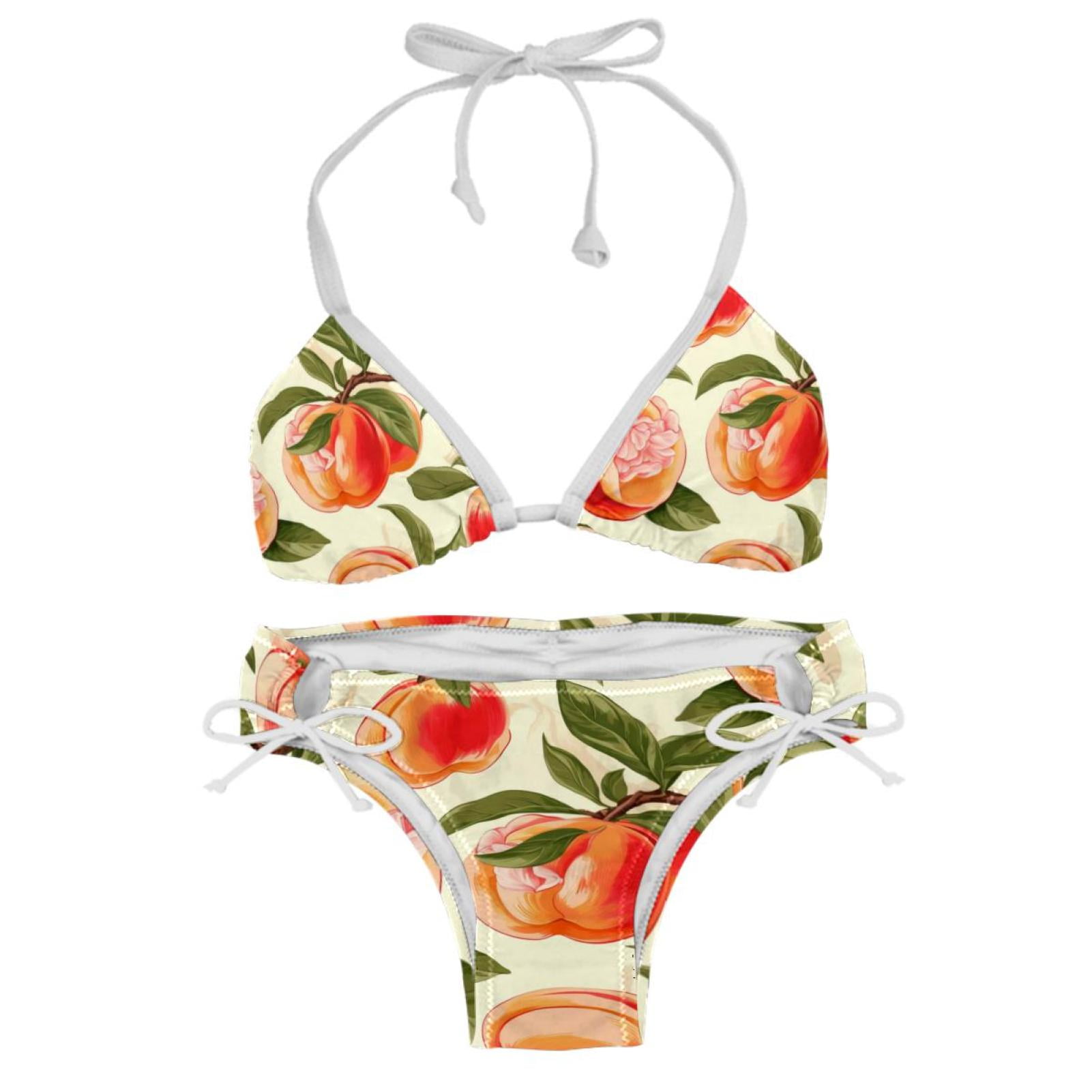 Peach Detachable Sponge Adjustable Strap Bikini Set Two Pack