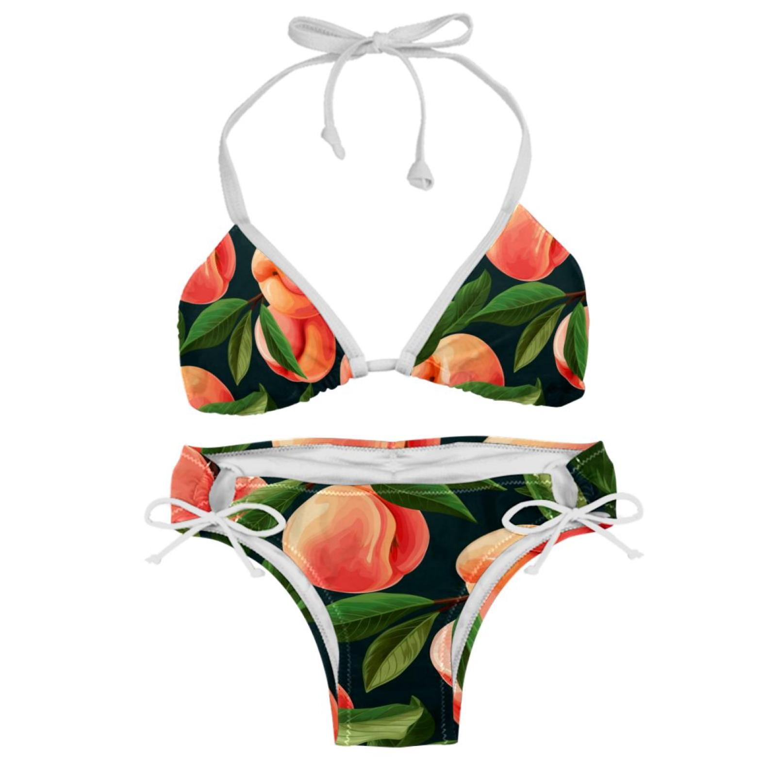 Peach Detachable Sponge Adjustable Strap Bikini Set Two Pack For