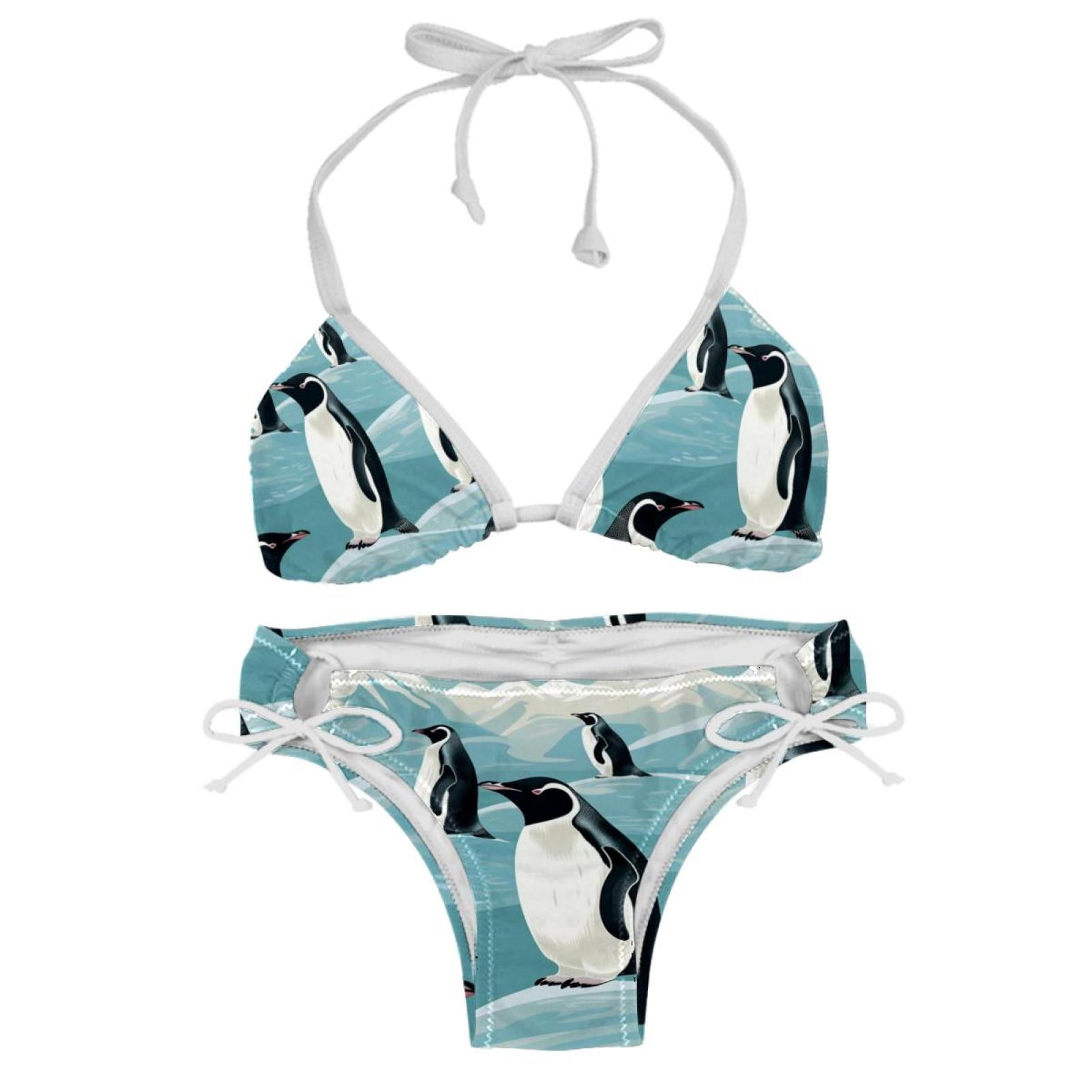 Penguin Women S Swimwear Bikini Set With Detachable Sponge And