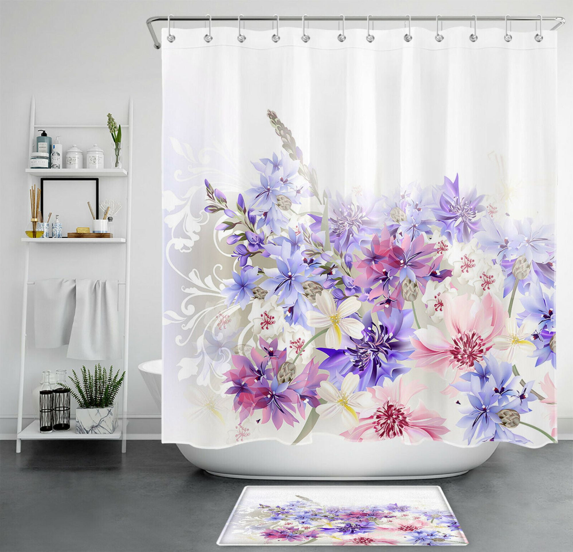 Pink And Purple Floral Shower Curtain Brighten Your Bathroom With A