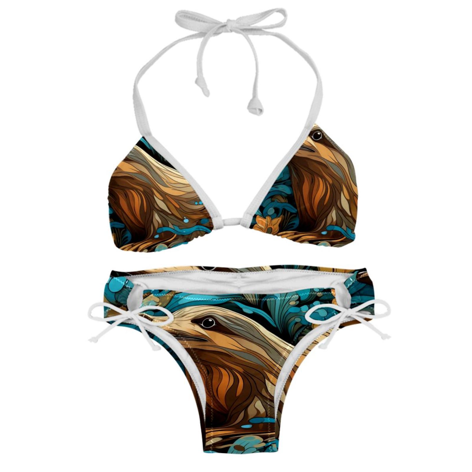 Platypus Detachable Sponge Adjustable Strap Bikini Set Two Pack
