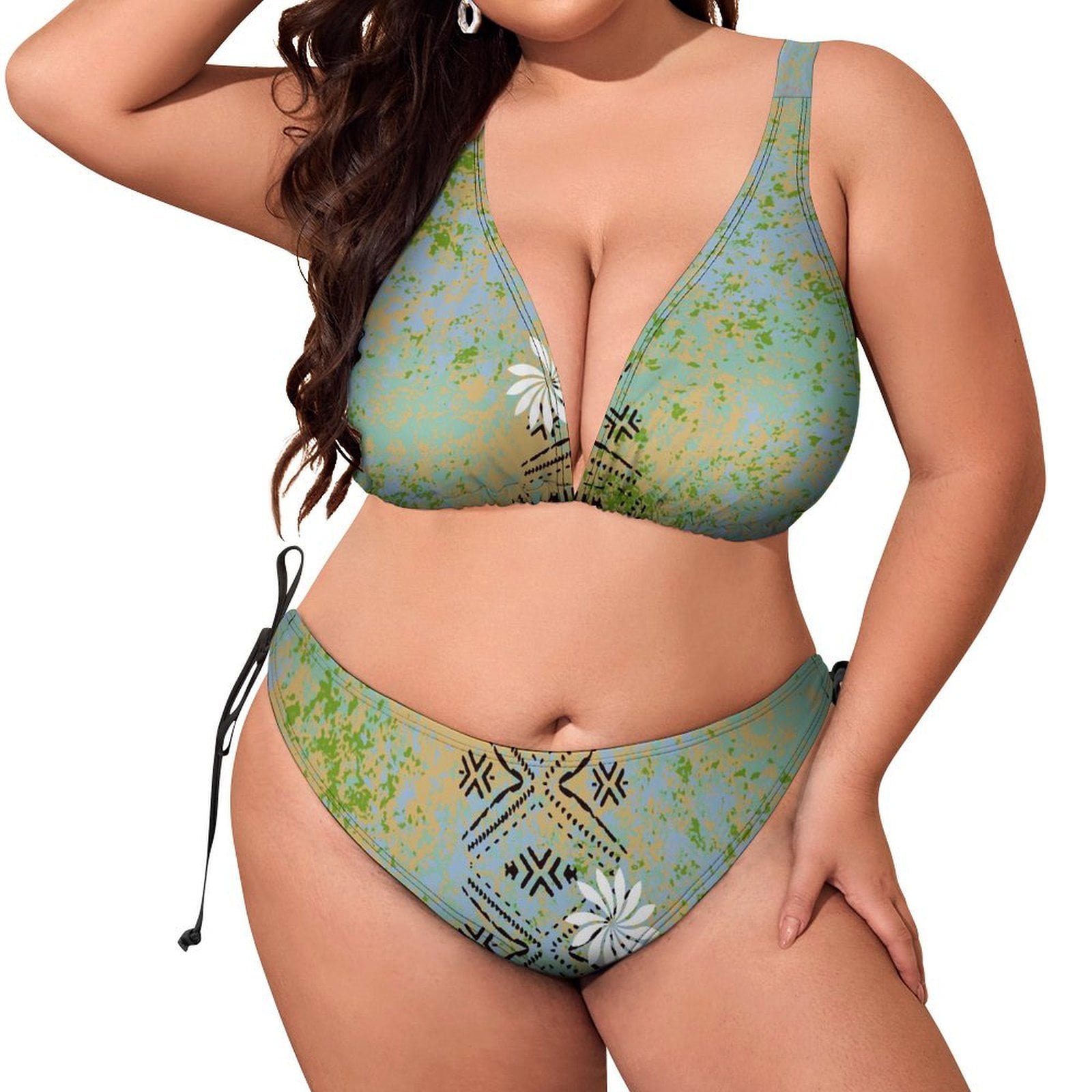 Plus Size Bikini Swimsuit Summer Polynesian Flower Print Samoan Style