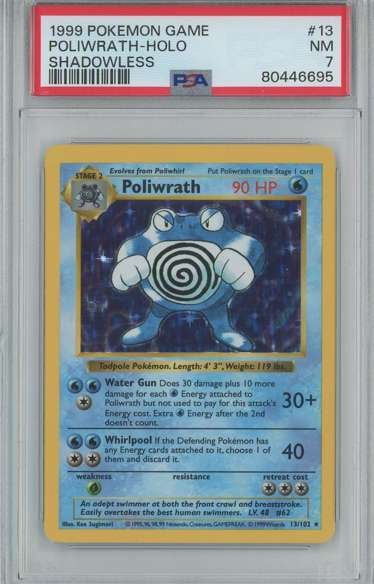 Pokemon Base Set Poliwrath Graded Card Shadowless Moderately Played