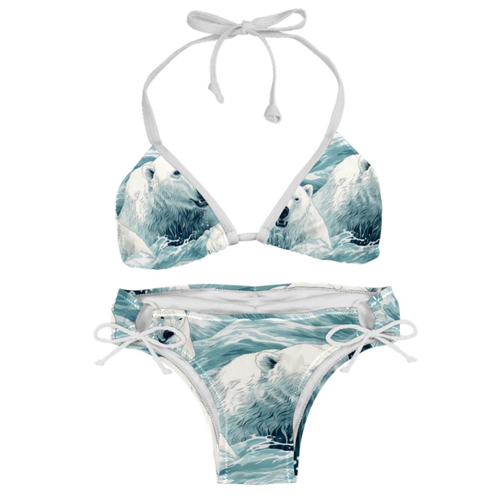 Polar Bear Detachable Sponge Adjustable Strap Bikini Set Two Pack