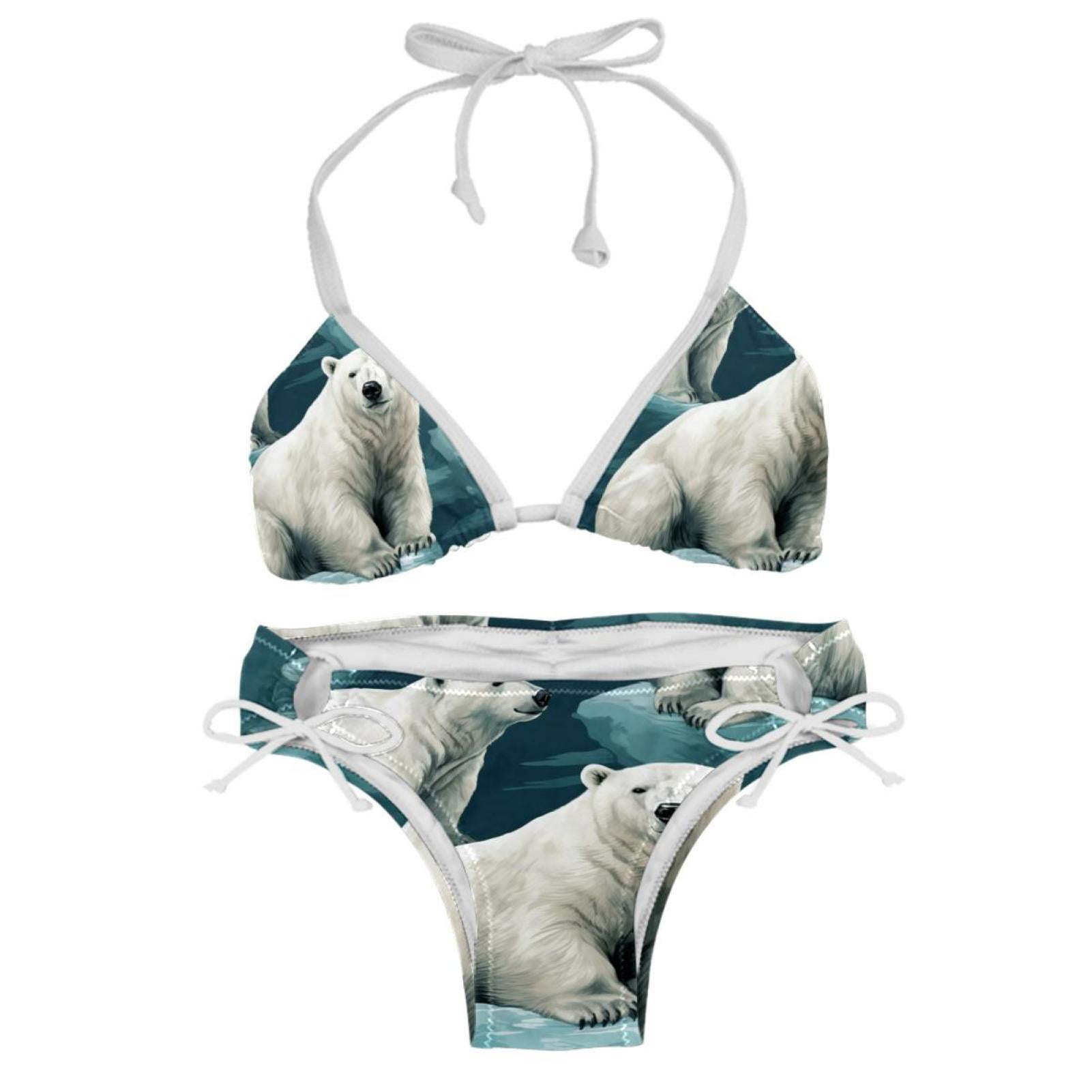 Polar Bear Detachable Sponge Adjustable Strap Bikini Set Two Pack