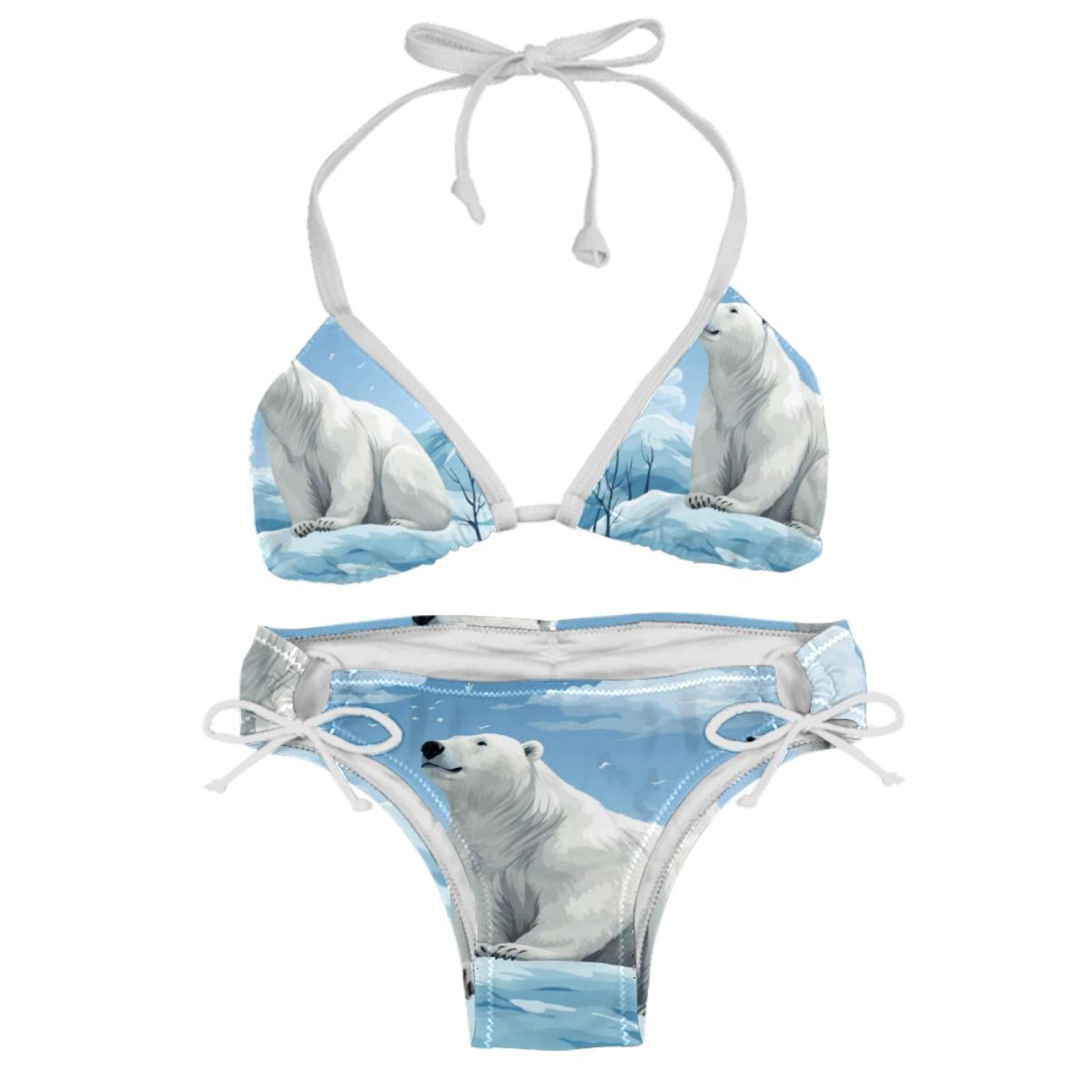 Polar Bear Detachable Sponge Adjustable Strap Bikini Set Two Pack