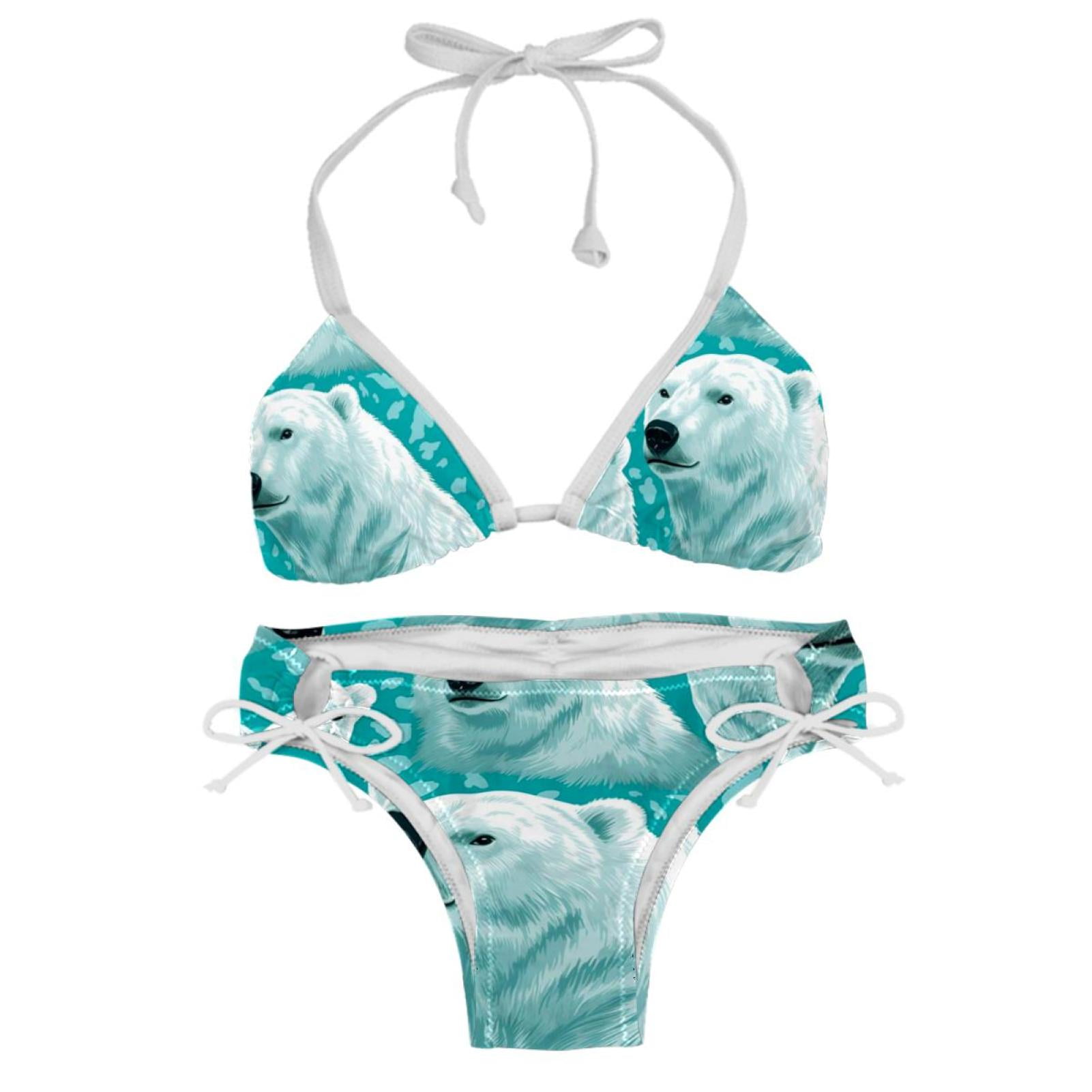 Polar Bear Swimsuit Women Bikini Set With Detachable Sponge And