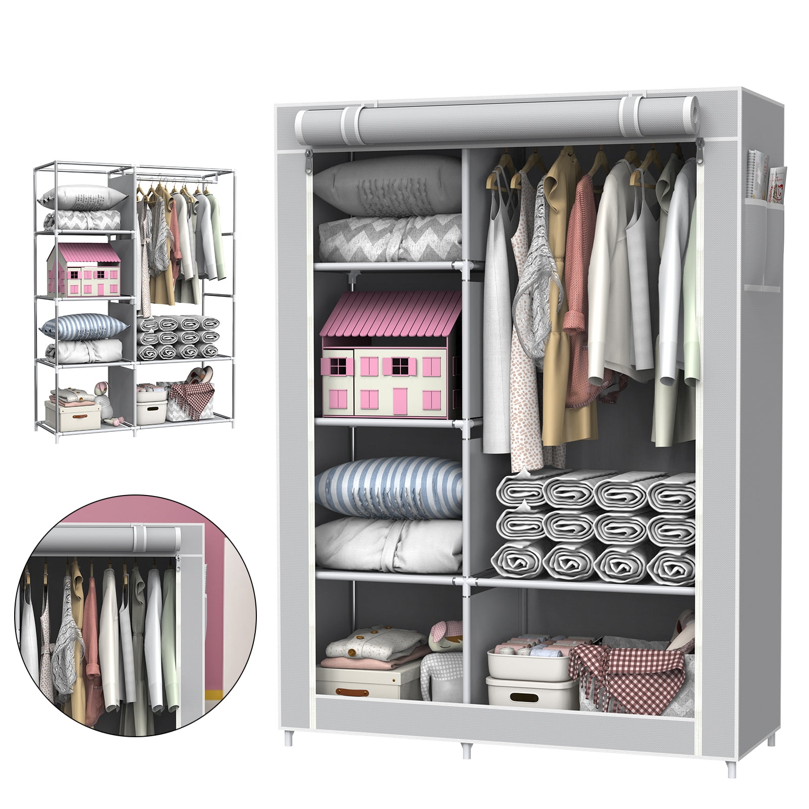 Portable Closet Kvago Wardrobe Closet For Hanging Clothes With Hanging