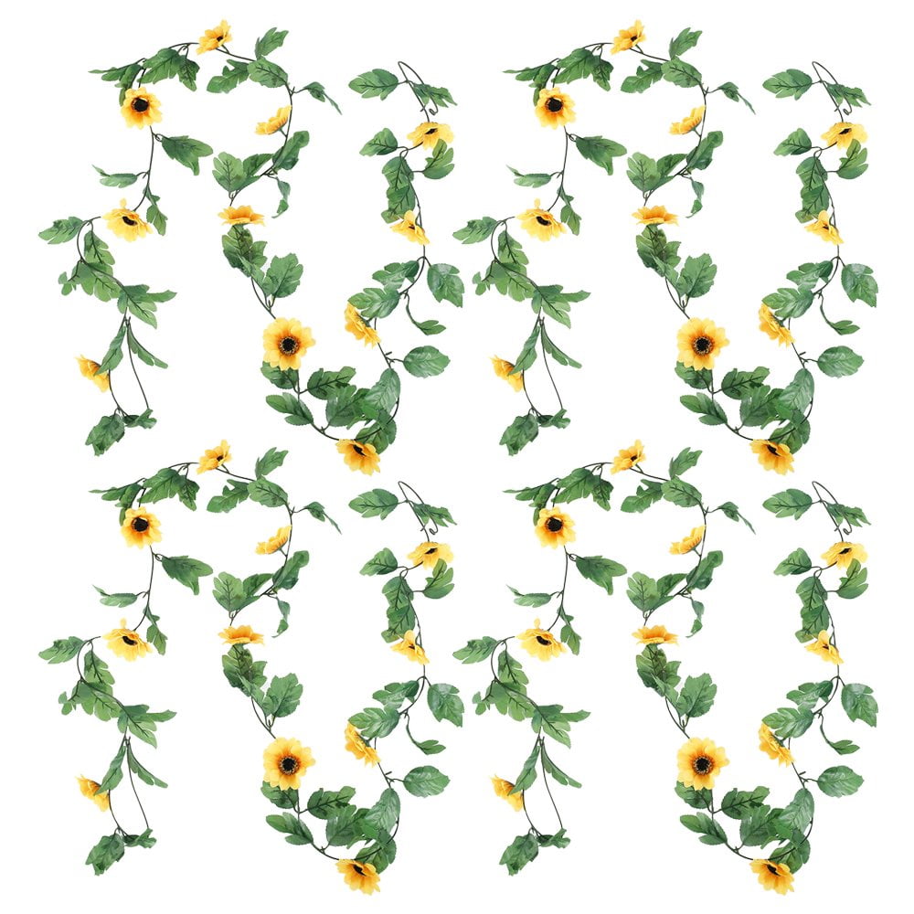 QJUHUNG 4PCS Artificial Sunflower Garland Silk Sunflower Vine