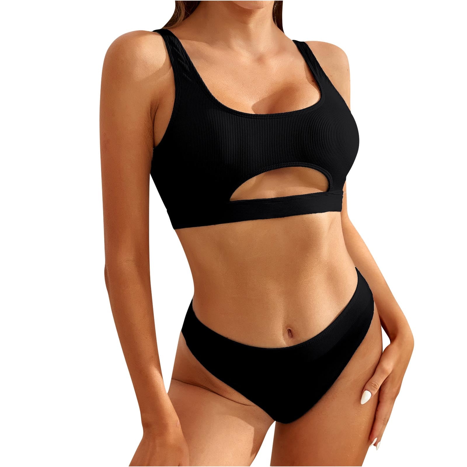 QUYUON High Cut Bikini Sets For Women Two Piece String Cheeky Swinsuit