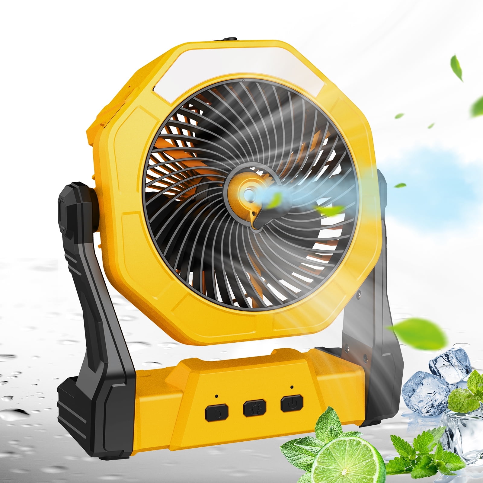 Rechargeable Camping Fans For Tent 10000mAh Battery Operated Fan With