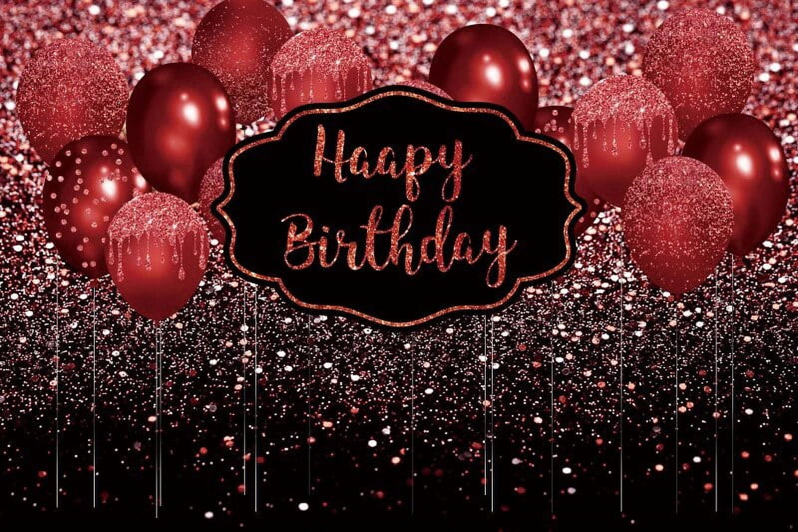 Red Glitter Dreamy Light Bokeh Balloon Happy Birthday Backdrop Girls