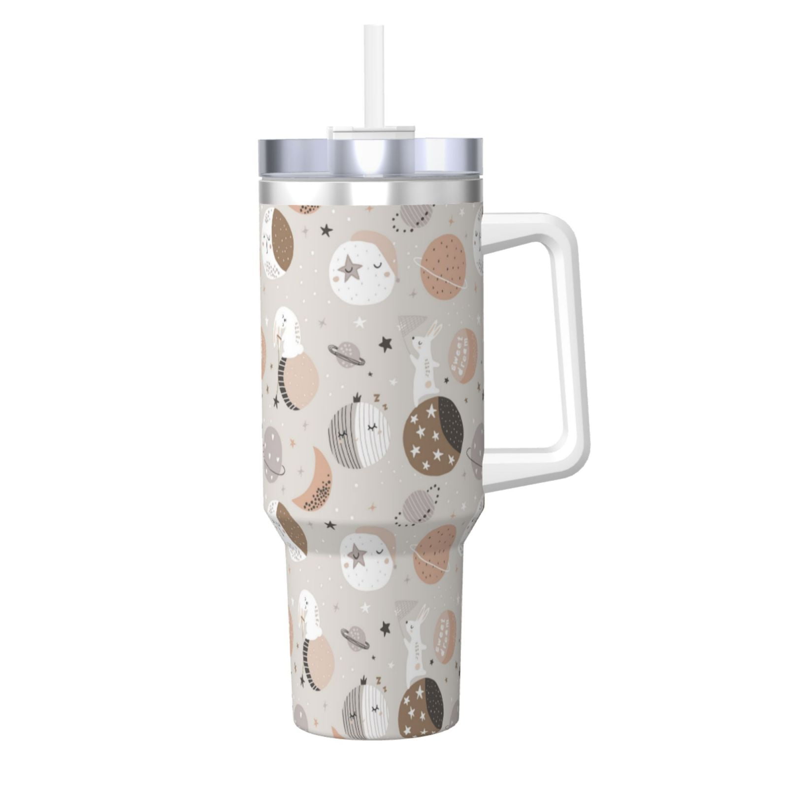 Rocae Rabbit In Space For 40OZ Ice Bully With Handle Keeps Drinks Hot Or Cold For Hours