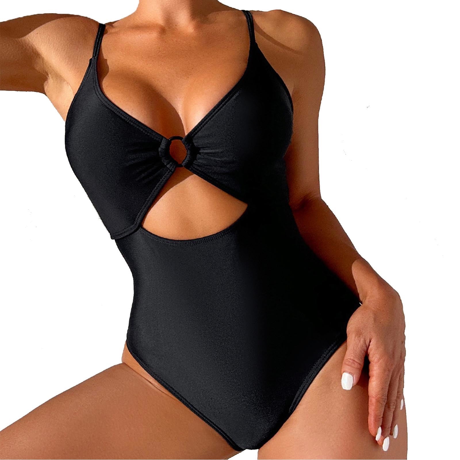 Seaopen Women S One Piece Swimsuits Adjustable Strap Cutout Monokini