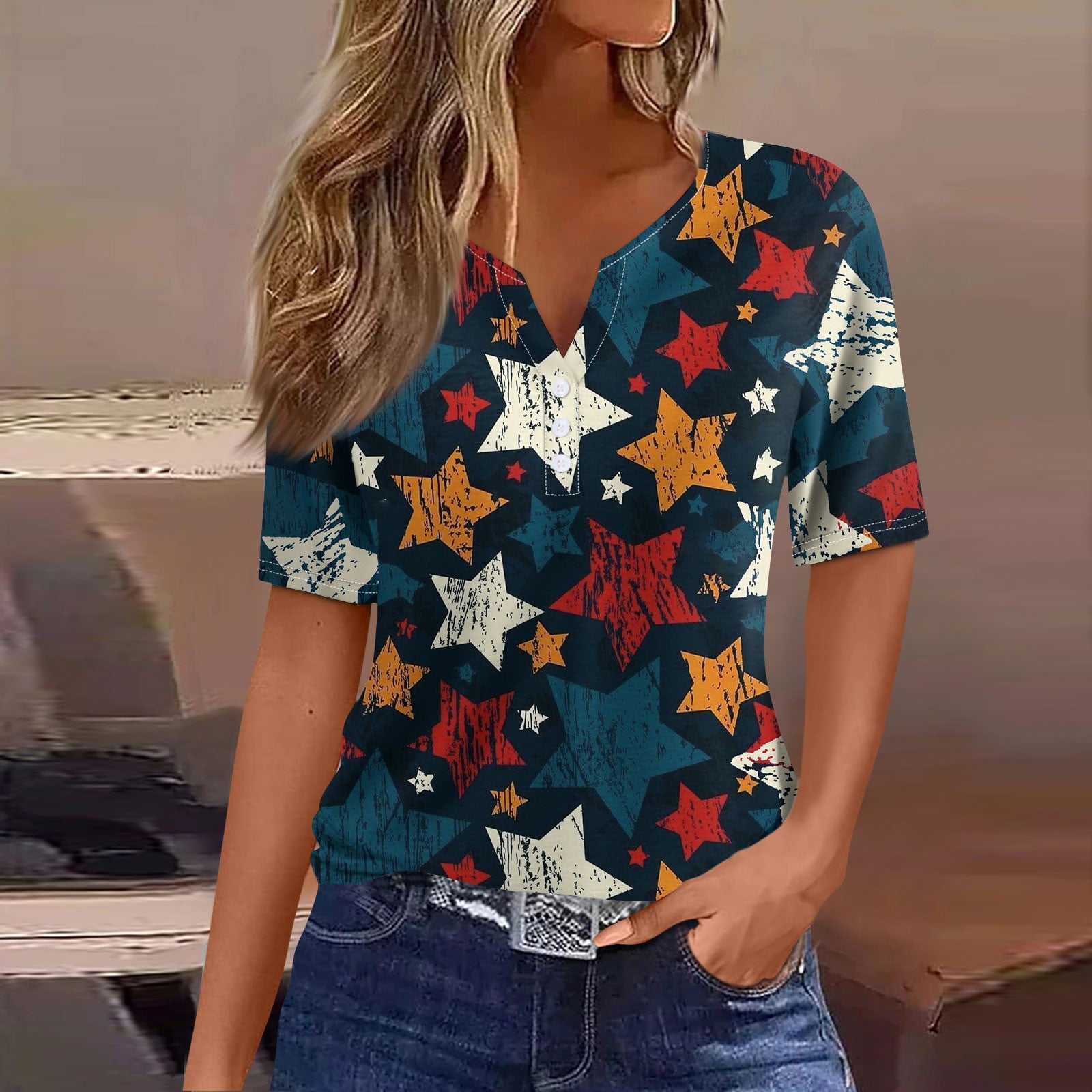 SKSloeg Trendy Tops For Women 2024 Fashion Button Down Summer Shirts