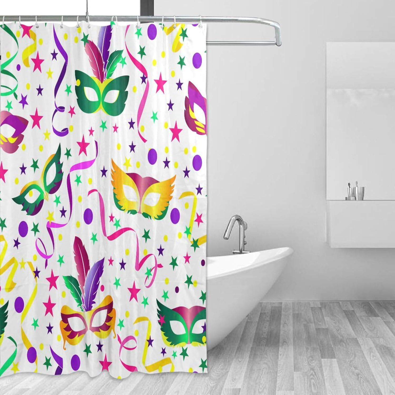 Skysonic Mardi Gras Shower Curtain Waterproof Fabric Shower Curtains