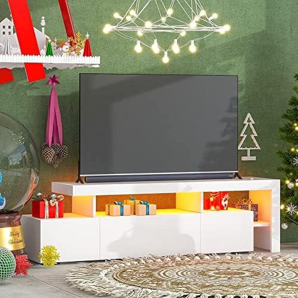 Spboomlife Modern Tv Stand For Tvs Up To High Gloss White Black