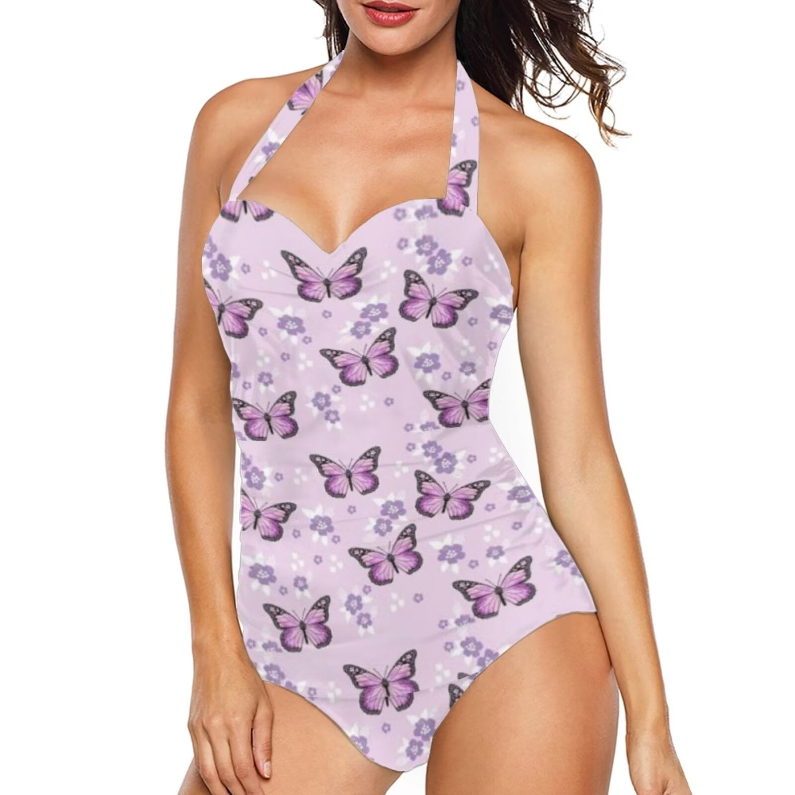 Stuoarte Purple Tankini For Women Plus Size Scoop Neck One Piece Bikini