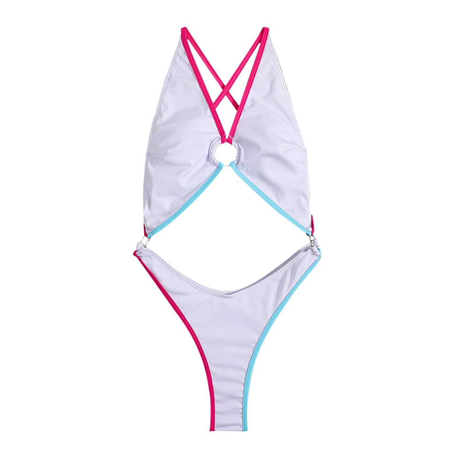 SZXZYGS Swim Suits For Women 2024 Bikini Buckle Link Open Back Hollow