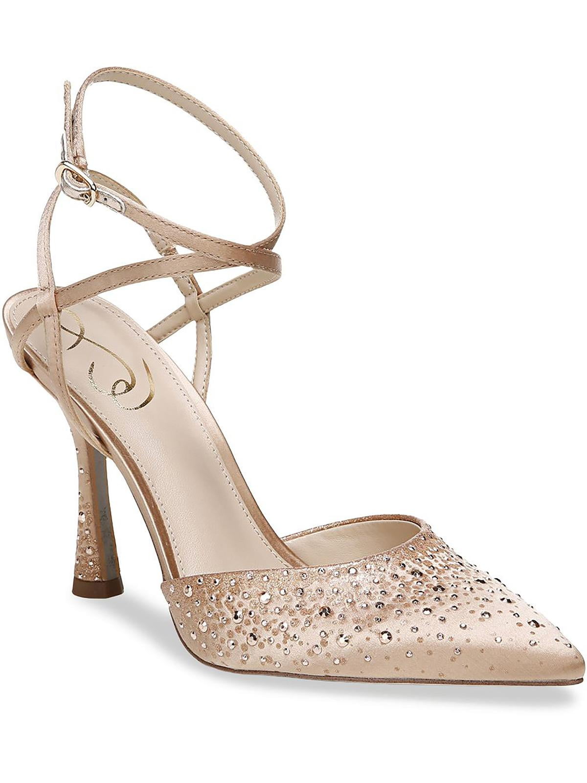 Sam Edelman Hardy Rosa Nude Ankle Strap Spool Heel Pointed Closed Toe Pumps Rosa Nude