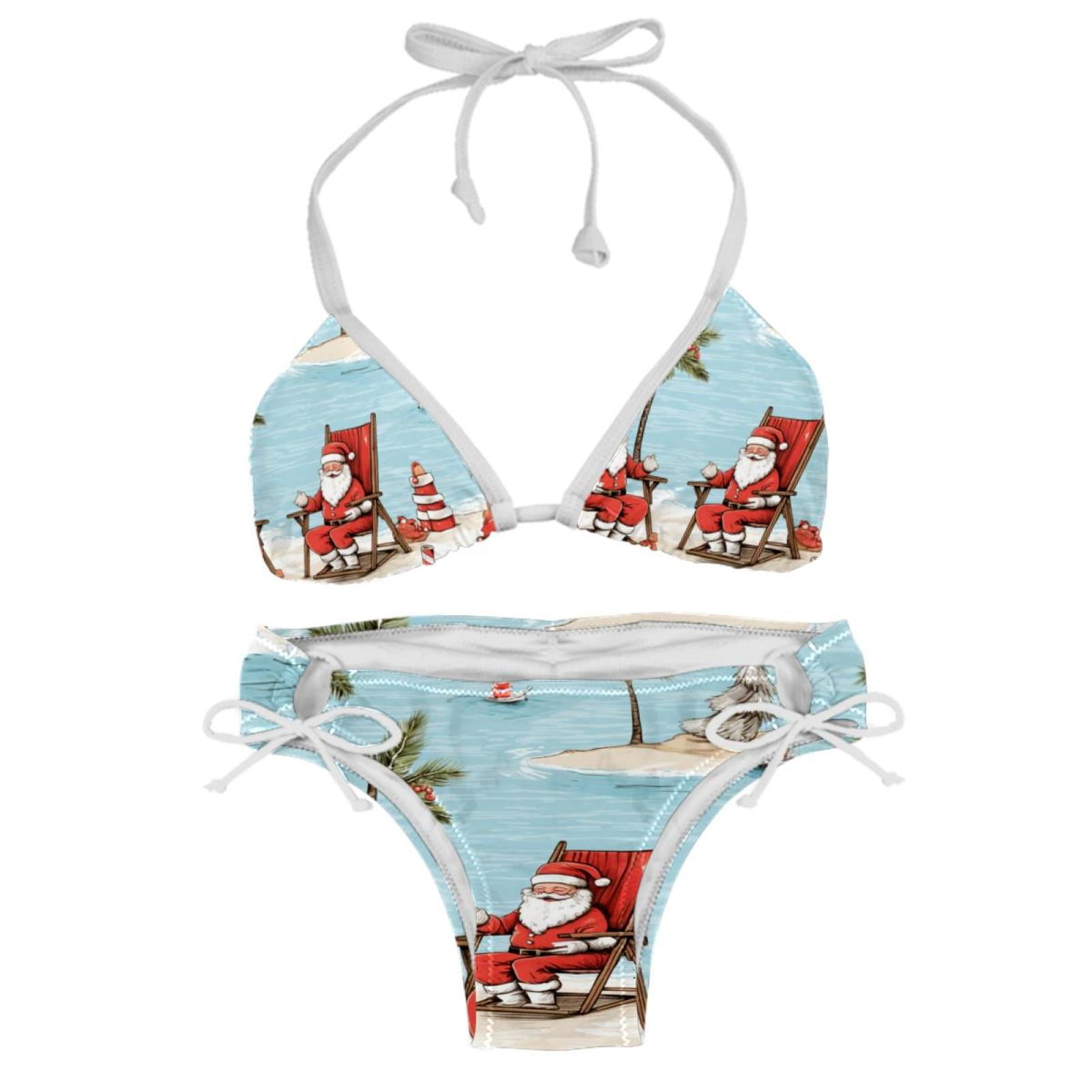 Santa Claus Beach Vacation Women S Swimsuit Bikini Set Detachable