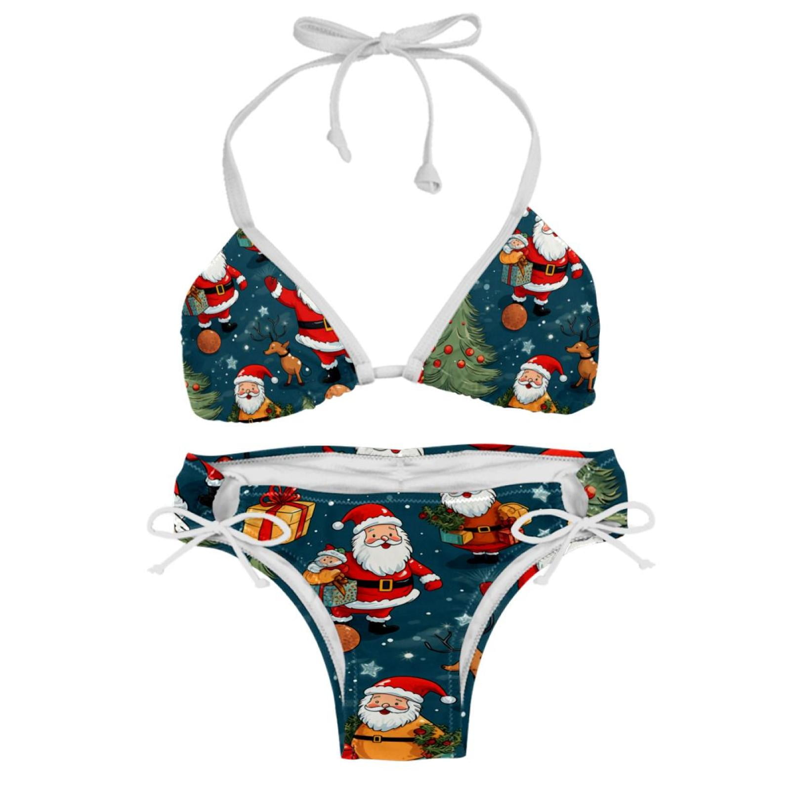 Santa Claus Detachable Sponge Adjustable Strap Bikini Set Two Pack