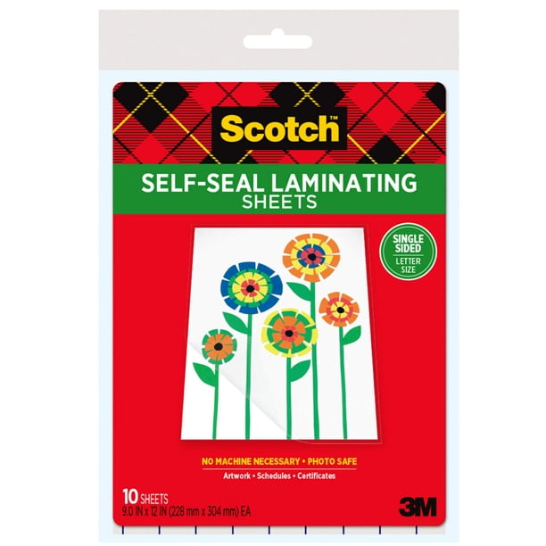 Scotchâ„¢ Self-Seal Single-Sided Laminating Sheets, Letter Size 10 PK - office essentials