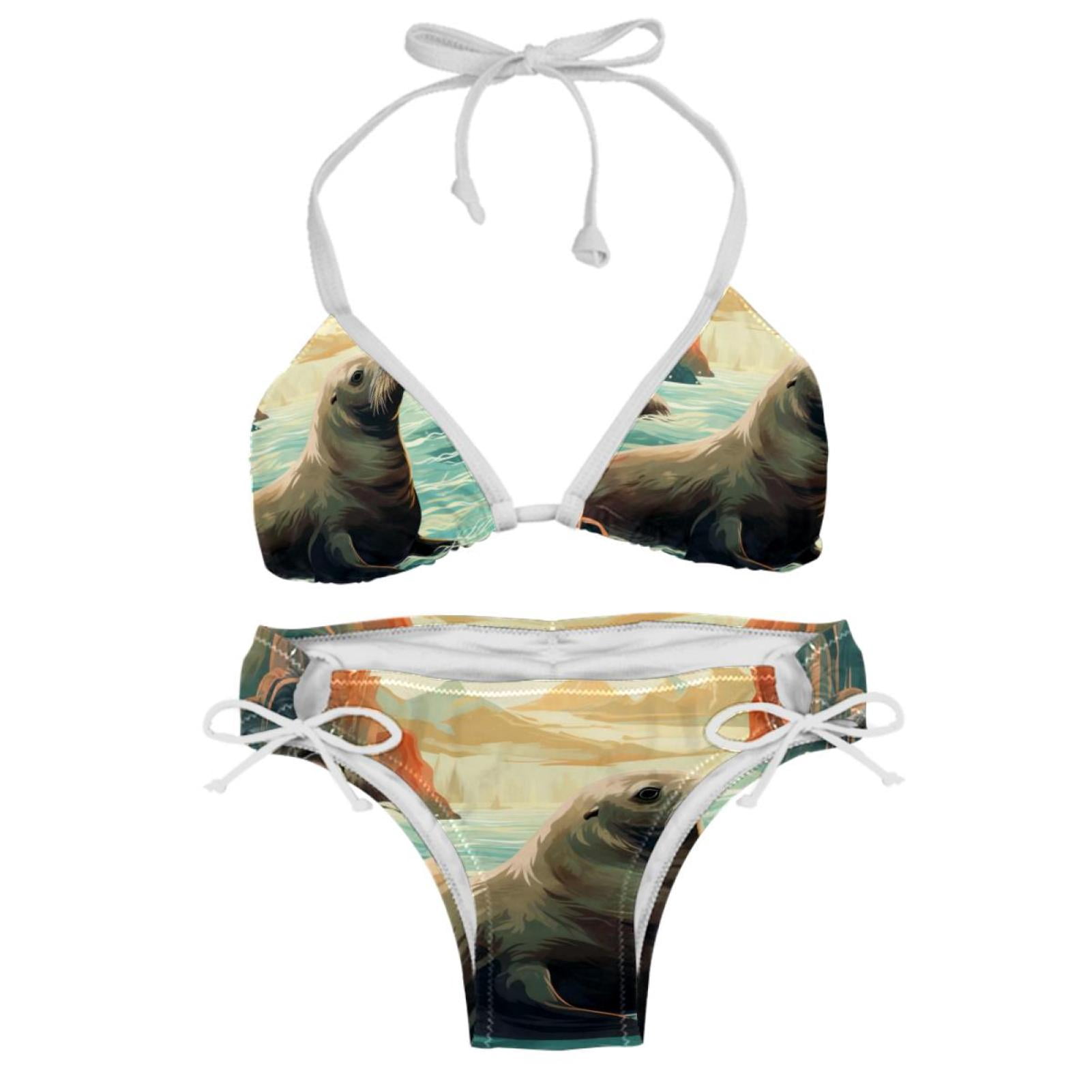 Sea Lion Detachable Sponge Adjustable Strap Bikini Set Two Pack Swim