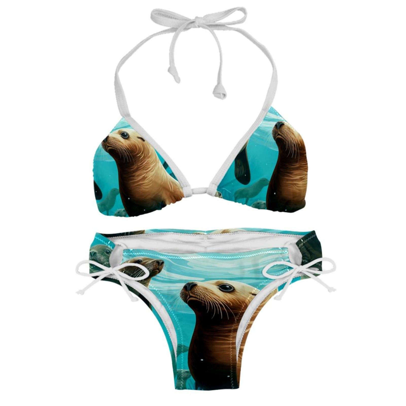 Sea Lion Detachable Sponge Adjustable Strap Bikini Set Two Pack