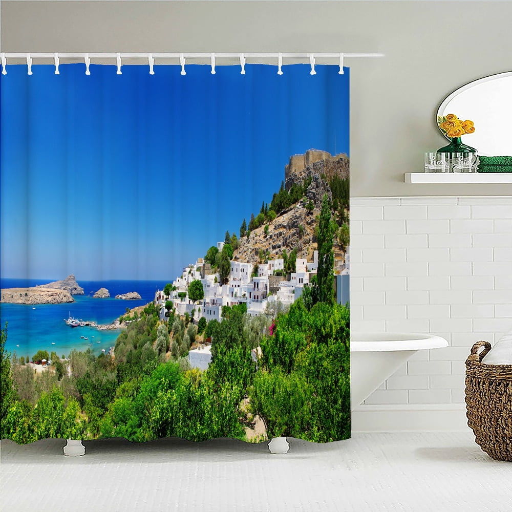 Sea Ocean Coastal Scenery Bath Curtain Waterproof Fabric Shower Curtain