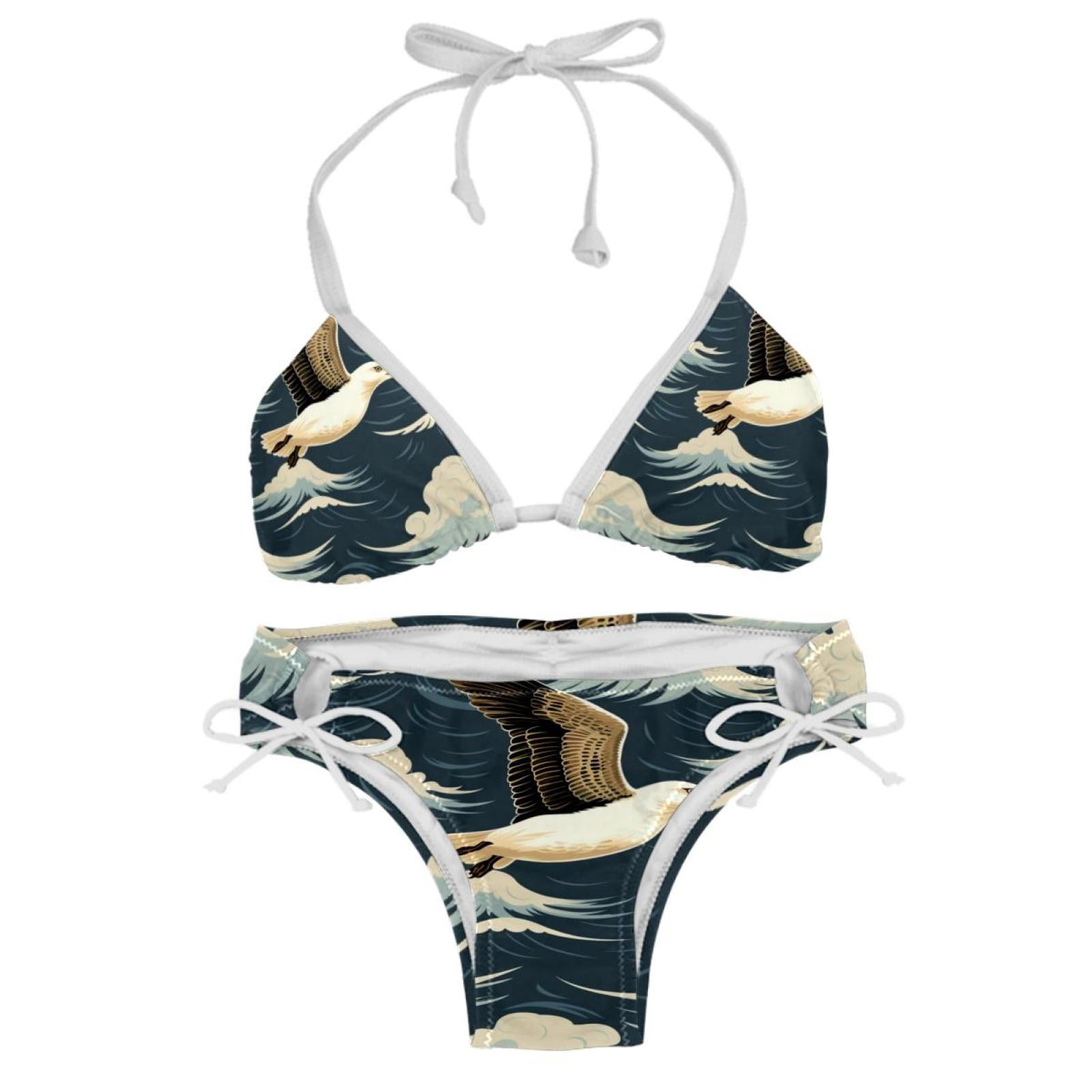 Seagull Detachable Sponge Adjustable Strap Bikini Set Two Pack Swimsuit