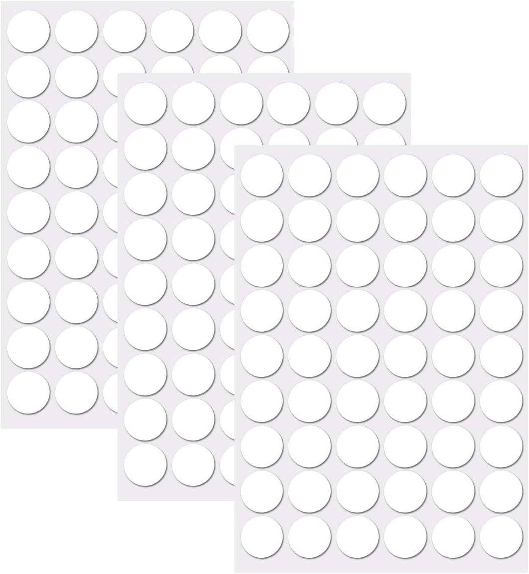 Self Adhesive Screw Hole Stickers 3 Sheets 162 Pcs White Screw