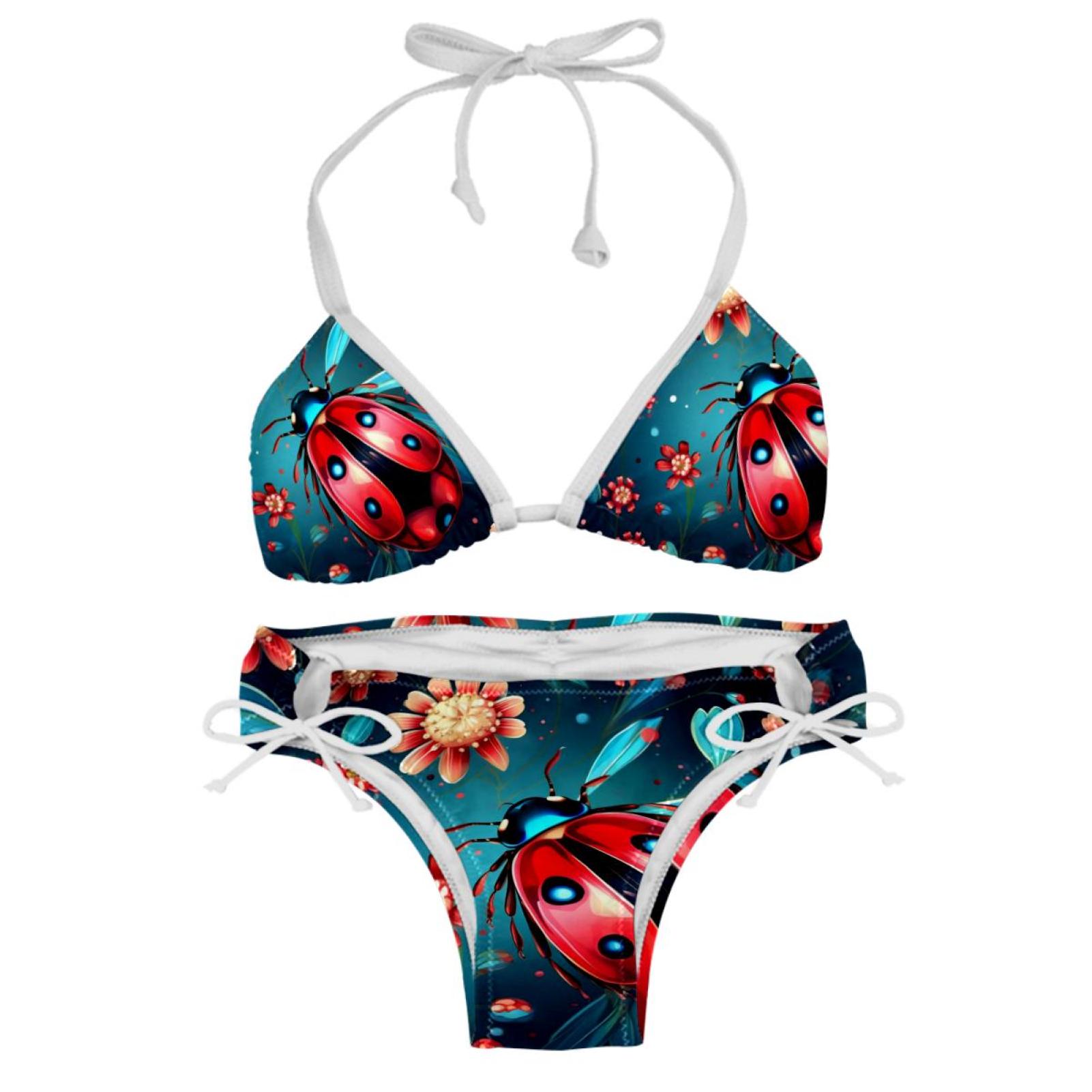 Seven Starred Ladybird Adjustable Strap Detachable Sponge Bikini Set