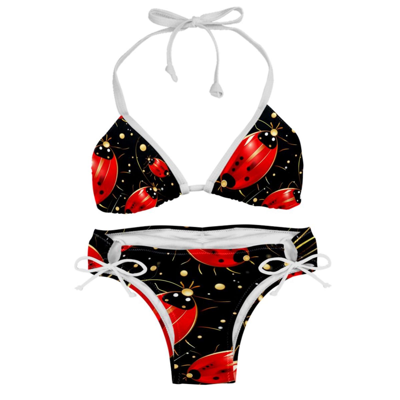 Seven Starred Ladybird Detachable Sponge Adjustable Strap Bikini Set