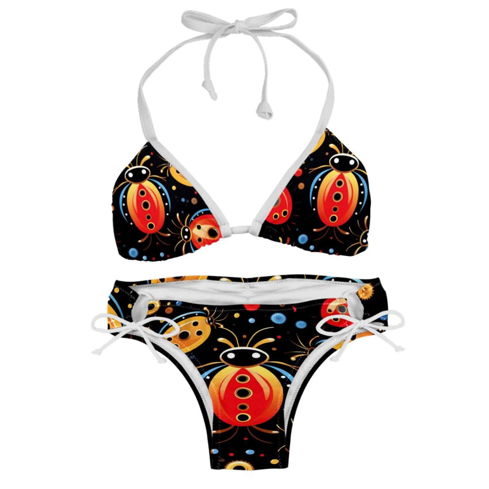 Seven Starred Ladybird Detachable Sponge Adjustable Strap Bikini Set