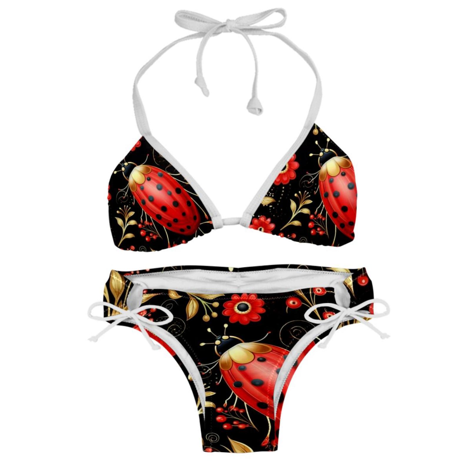Seven Starred Ladybird Detachable Sponge Adjustable Strap Bikini Set