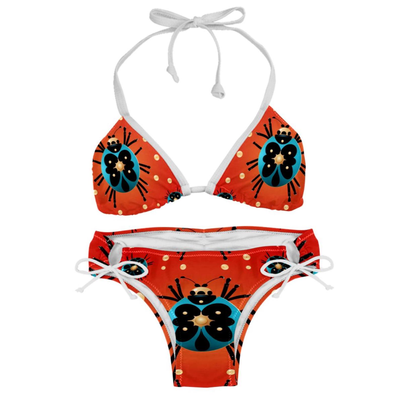 Seven Starred Ladybird Detachable Sponge Adjustable Strap Bikini Set