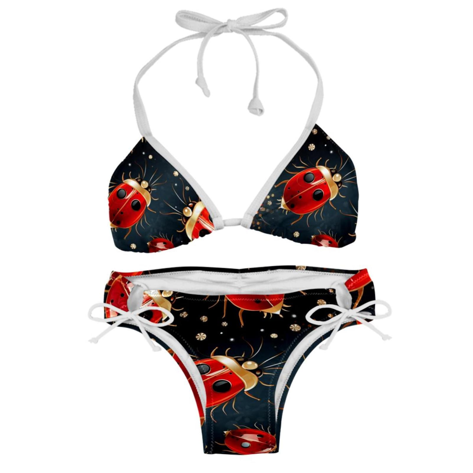 Seven Starred Ladybird Detachable Sponge Adjustable Strap Bikini Set