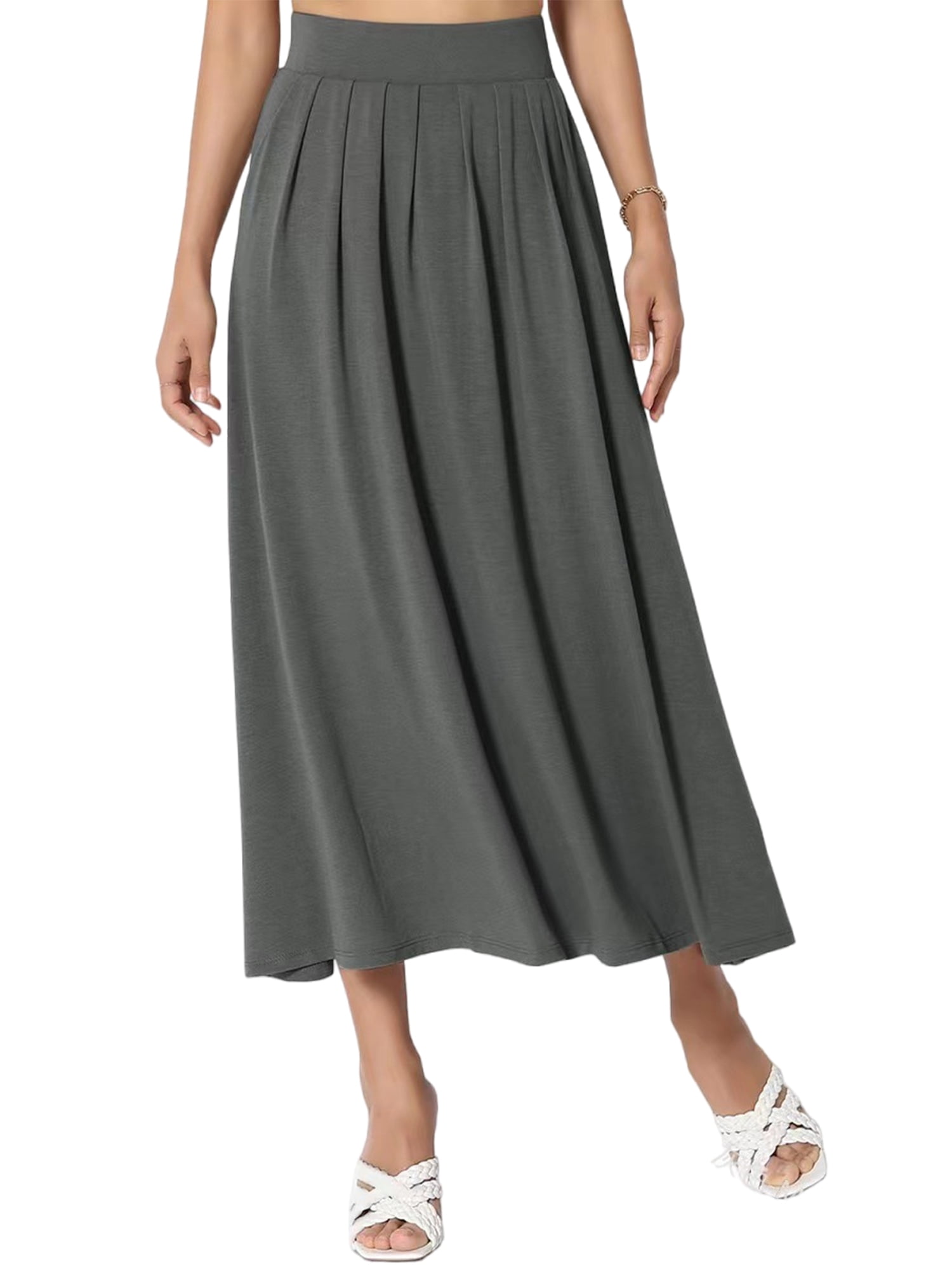 Sexy Dance Women High Waist Maxi Skirts Summer Solid Color Long Skirt