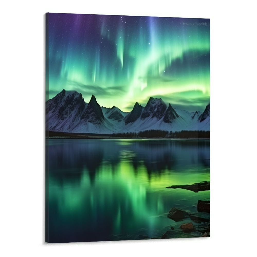 Shiartex Northern Lights Canvas Wall Art Norwegian Beautiful Aurora