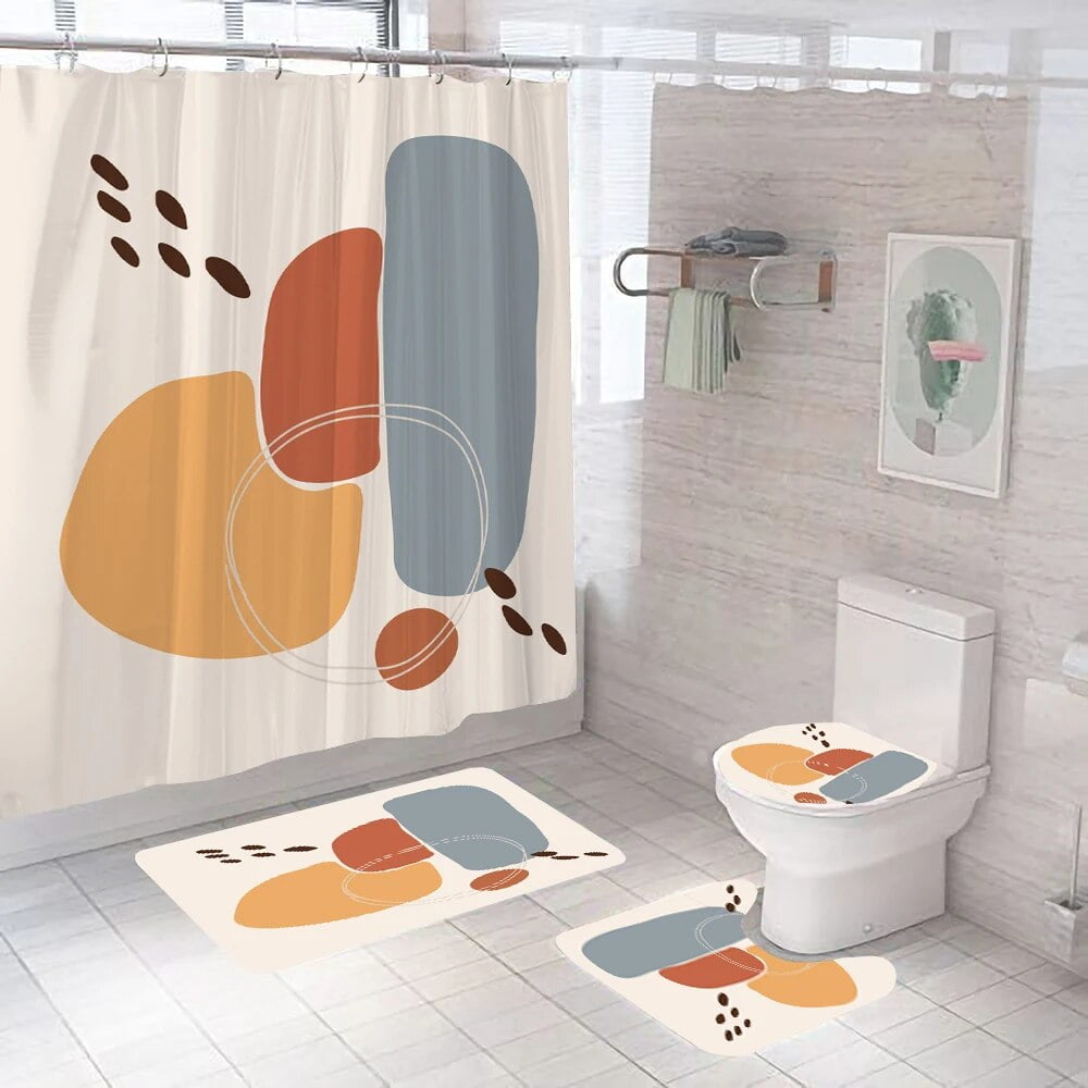 Simple Style Art Abstracts Plants Shower Curtains Bathroom Curtain Set