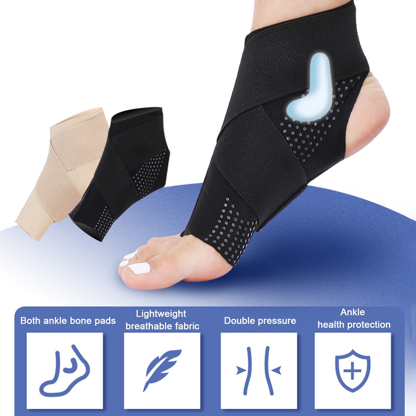 Sioweci 1 Pair Adults Ankle Brace Adjustable Men Women Sprained Ankle