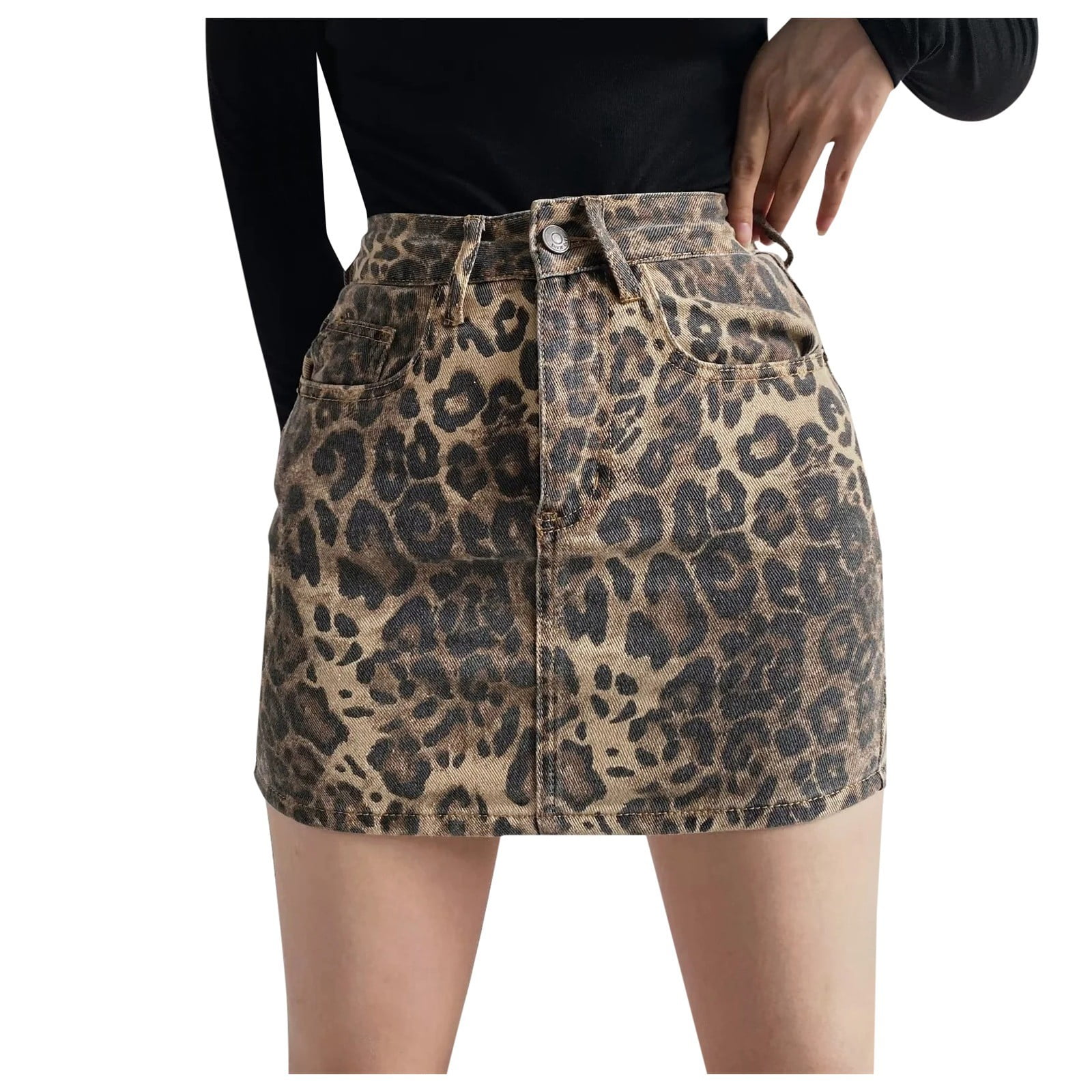 Skirts For Women Sexy High Waist Leopard Print A Line Mini Skirt