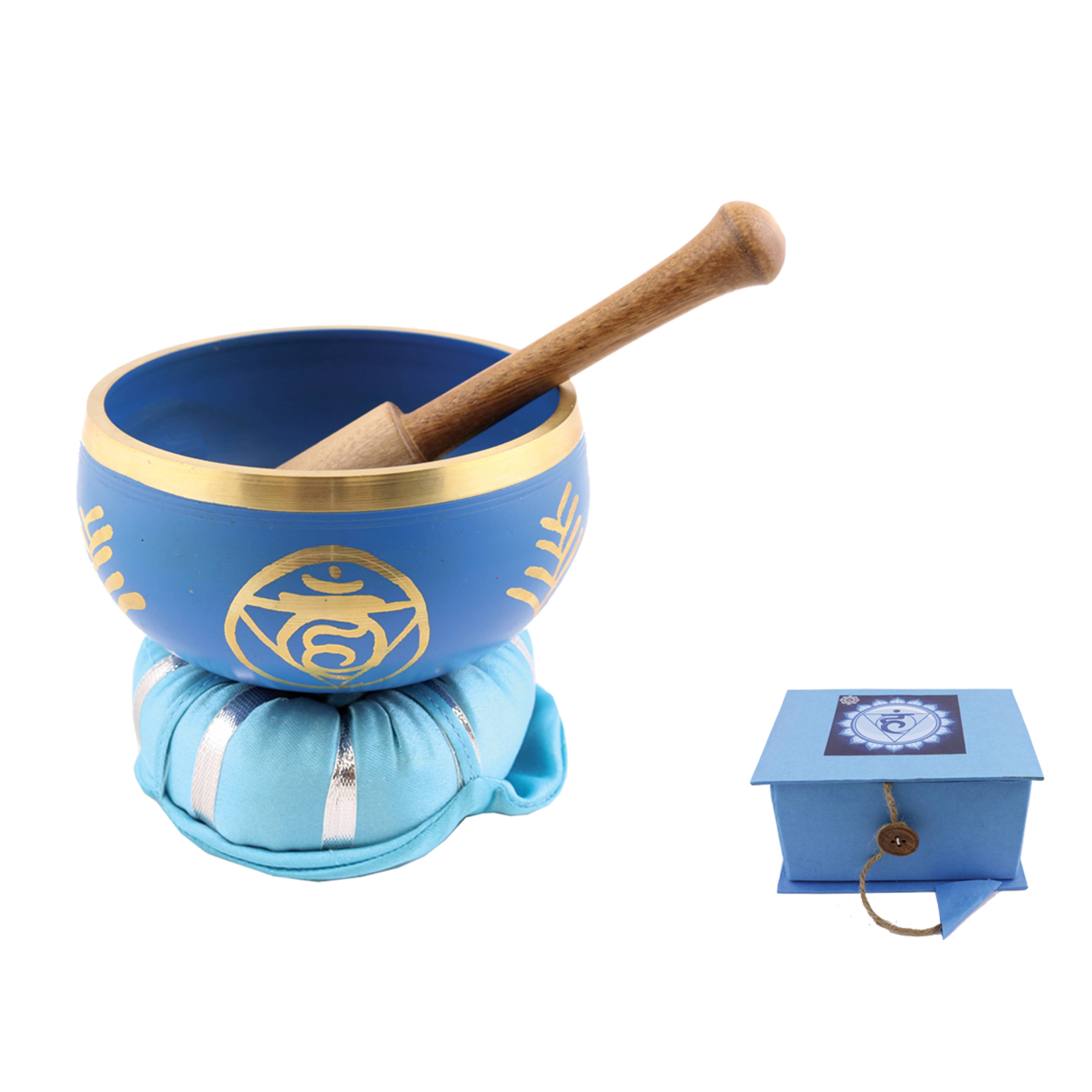 Soul Sticks Light Blue Chakra Singing Bowl With Cushion Stick