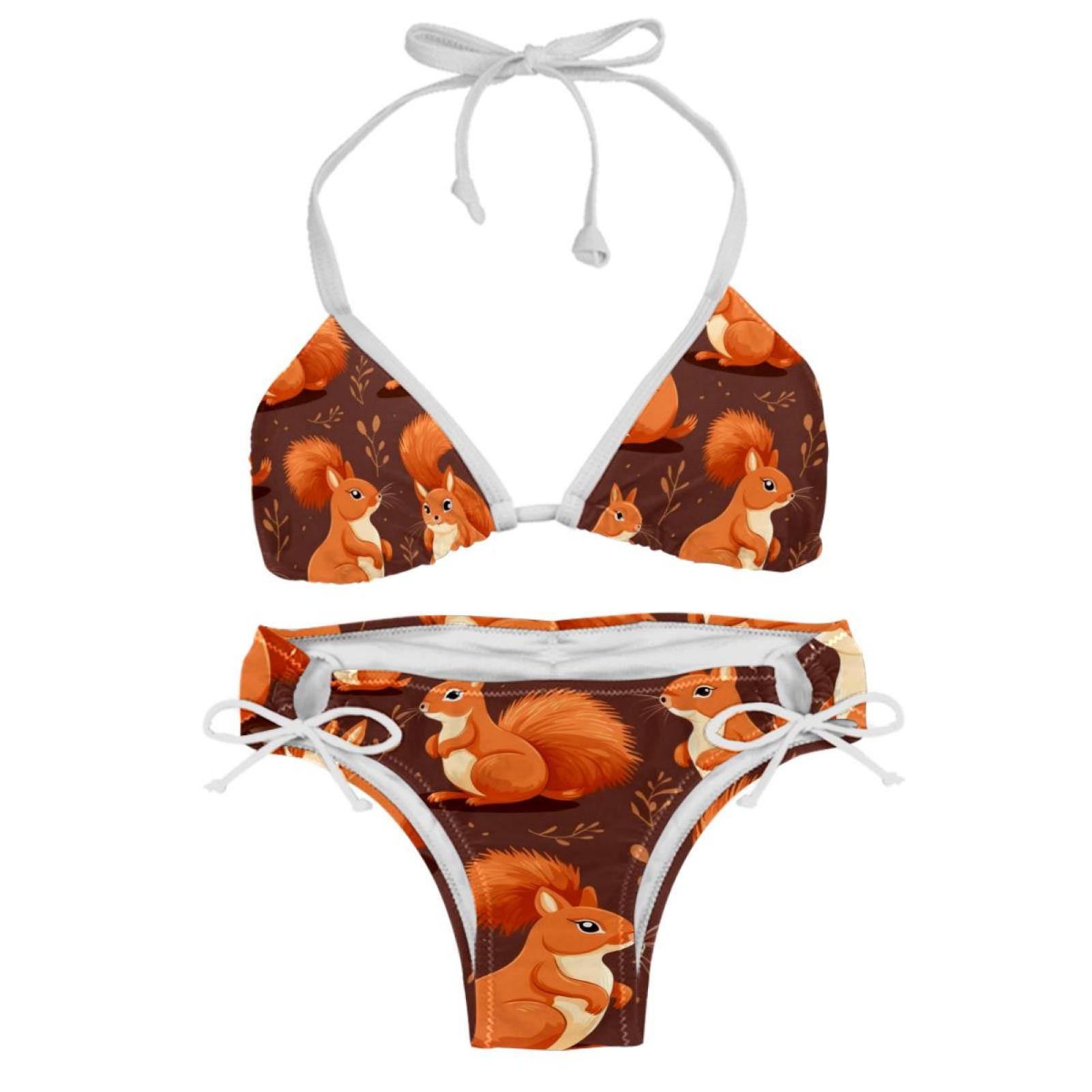 Squirrel Detachable Sponge Adjustable Strap Bikini Set Two Pack Swim