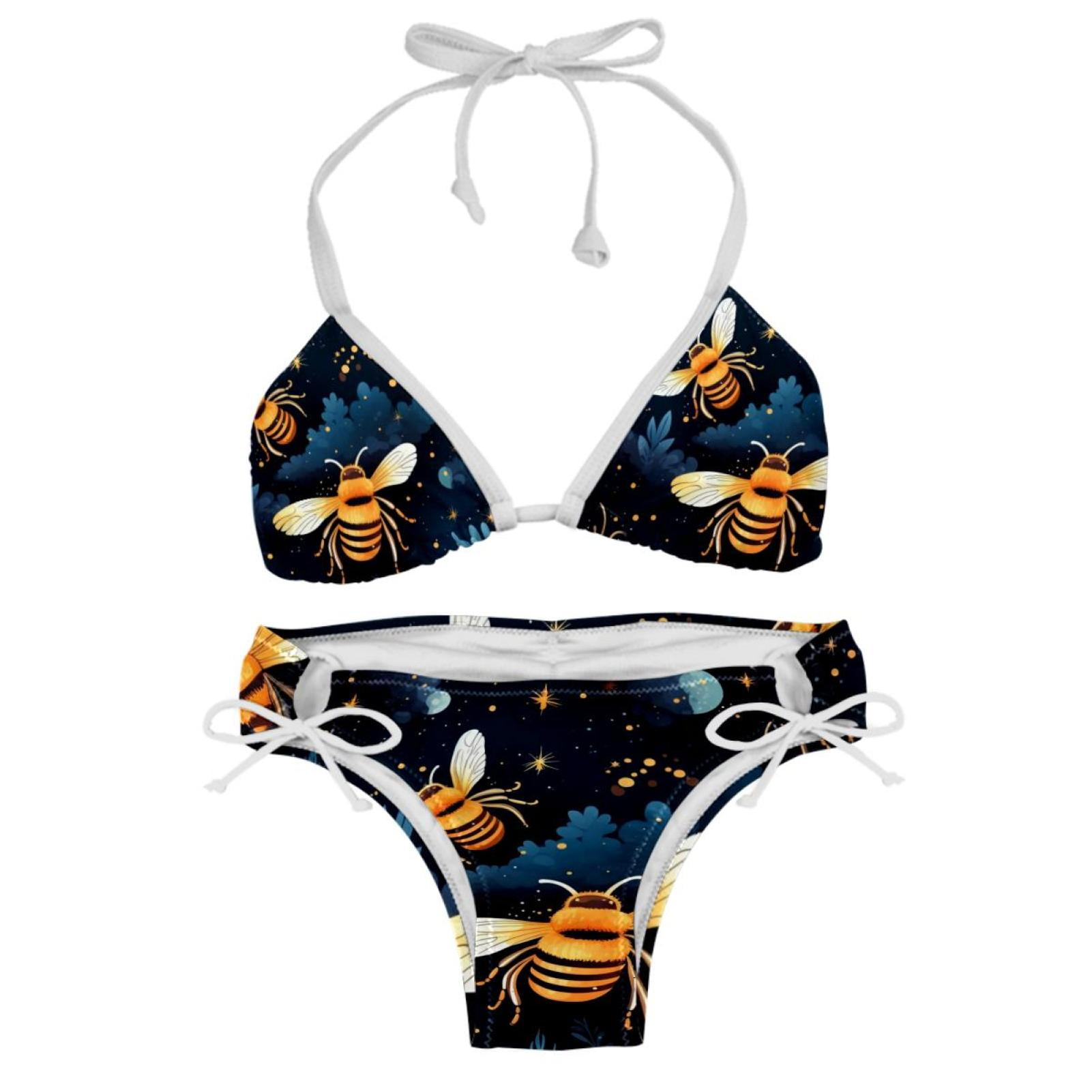 Starry Bees In The Sky Stylish Bikini Set With Detachable Sponge