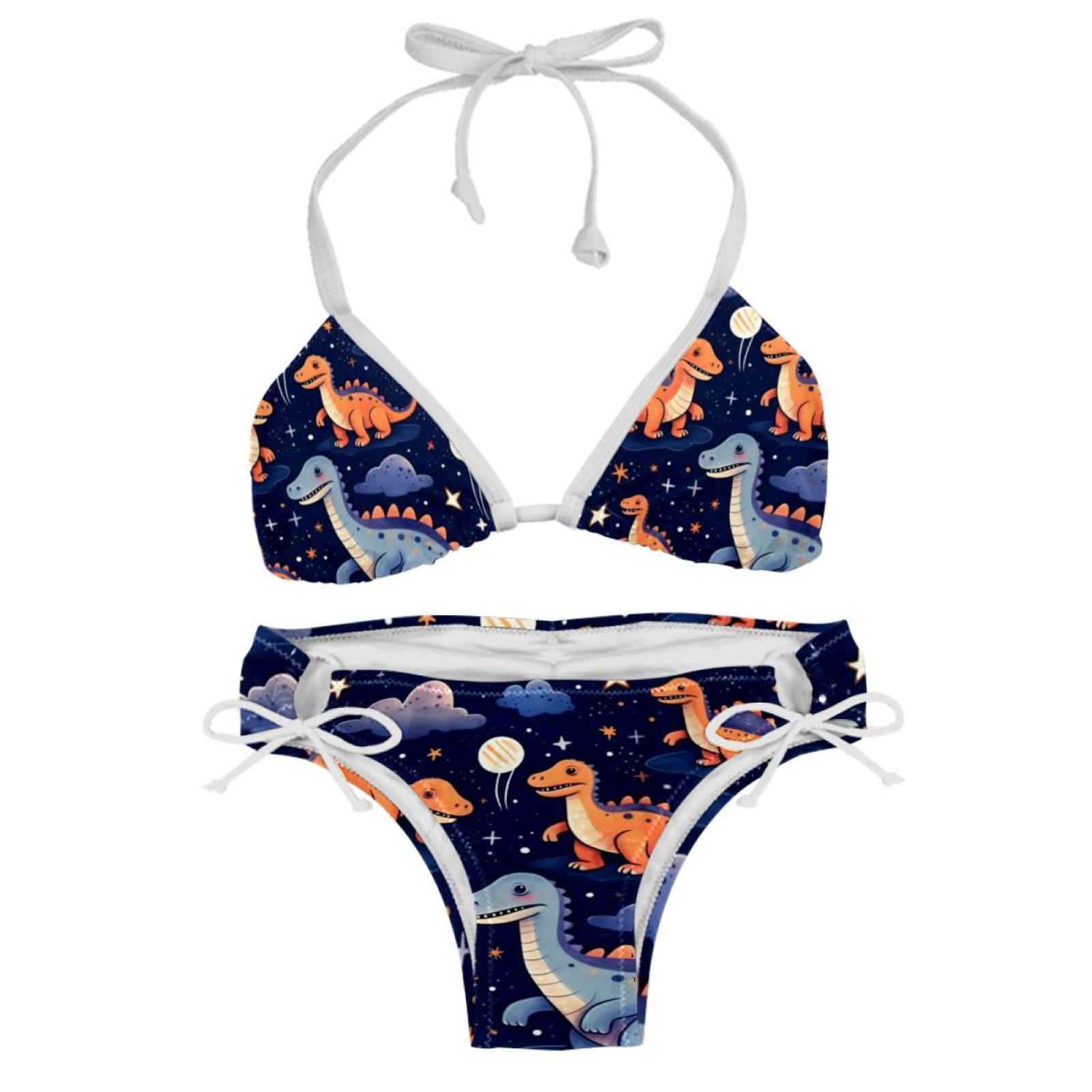 Starry Dinosaur Detachable Sponge Adjustable Strap Bikini Set Two Pack