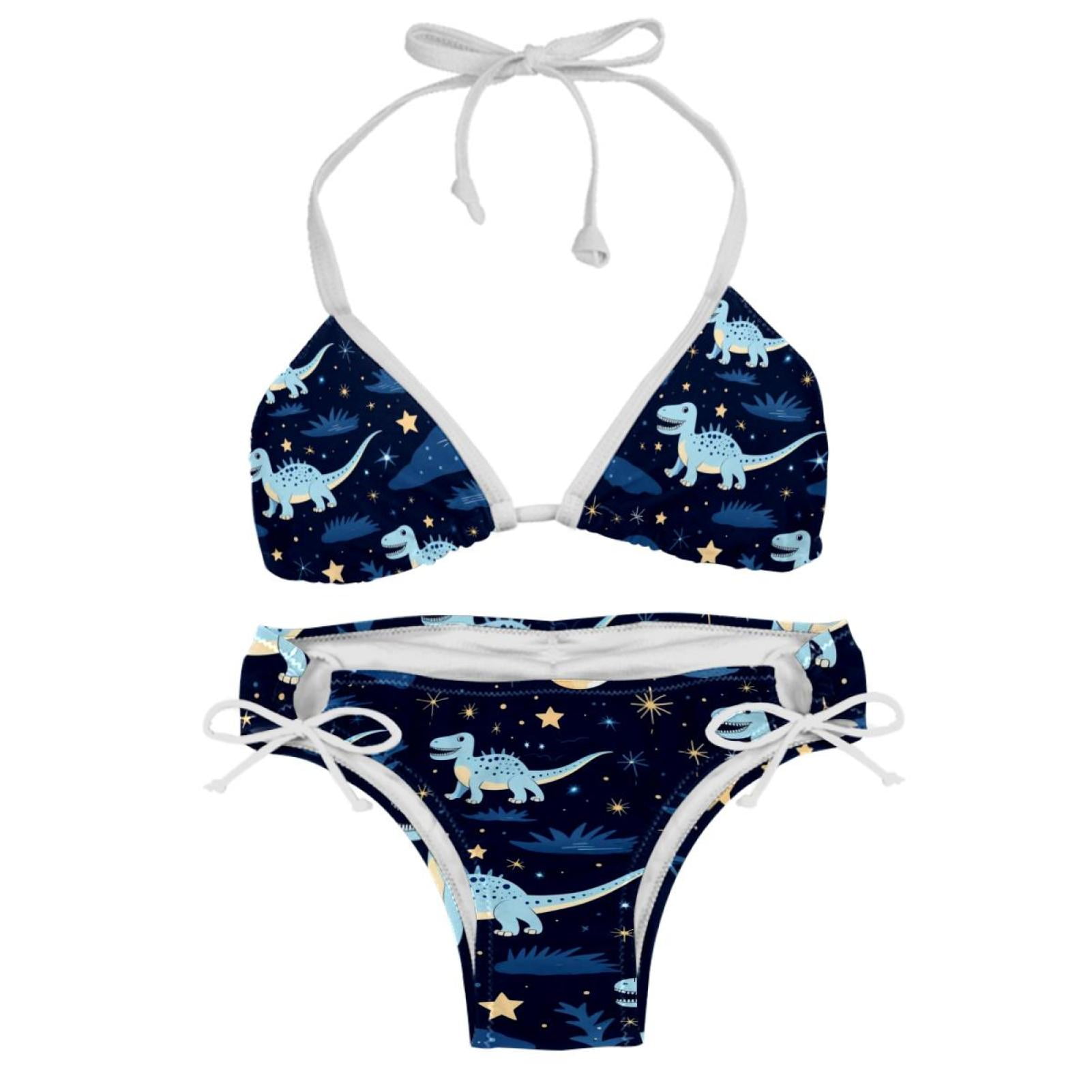 Starry Dinosaur Detachable Sponge Adjustable Strap Bikini Set Two